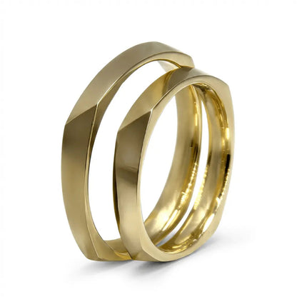 3mm Gold Wedding Band – Faceted Vega 2 – 9ct/14ct/18ct Gold
