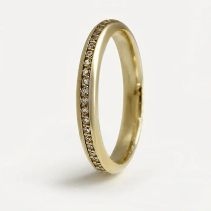 3mm Gold Wedding Band – Aurora Diamond Line – 9ct/14ct/18ct Gold