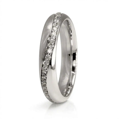 4mm Gold Wedding Band – Diamond Line Elara – 9ct/14ct/18ct Gold