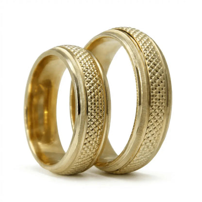 6mm Gold Wedding Band – Granular Texture Solis Craft – 9ct/14ct/18ct Gold
