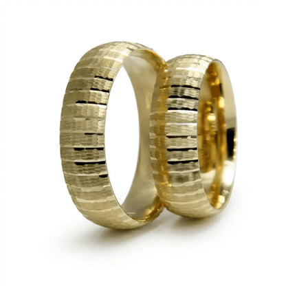 6mm Gold Wedding Band – Layered Texture Strata Line – 9ct/14ct/18ct Gold