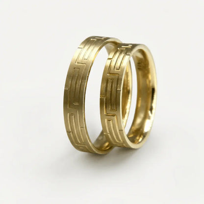 4mm Gold Wedding Band – Geometric Pattern – 9ct/14ct/18ct Gold