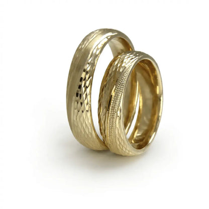 5mm Gold Wedding Band – Faceted Textured – 9ct/14ct/18ct Gold