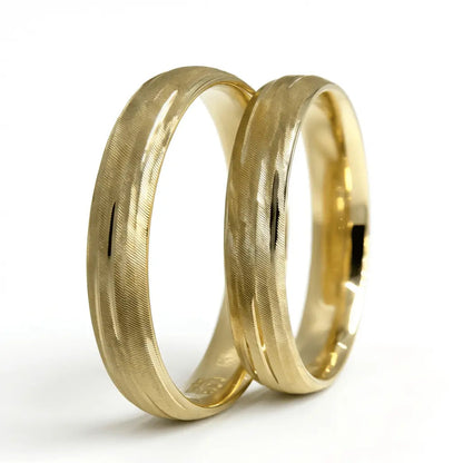 4mm Gold Wedding Band – Fine Line Texture – 9ct/14ct/18ct Gold