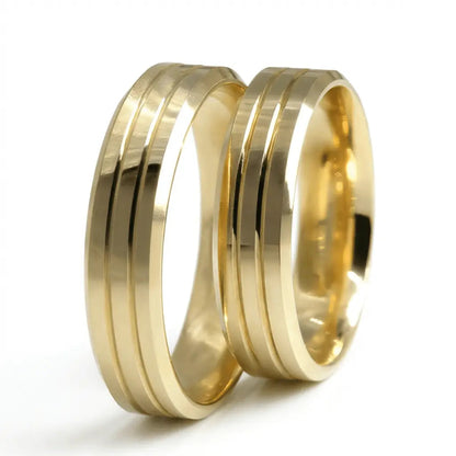 5mm Gold Wedding Band – Triple Line Classic – 9ct/14ct/18ct Gold