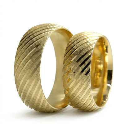 7mm Gold Wedding Band – Diagonal Ribbed Bold – 9ct/14ct/18ct Gold