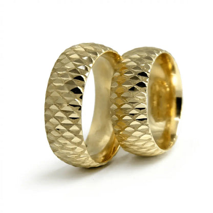 7mm Gold Wedding Band – Faceted Pyramid – 9ct/14ct/18ct Gold