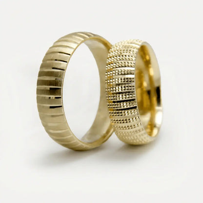 6mm Gold Wedding Band – Ribbed Micro Textured – 9ct/14ct/18ct Gold