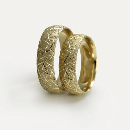 6mm Gold Wedding Band – Cross Cut Textured – 9ct/14ct/18ct Gold