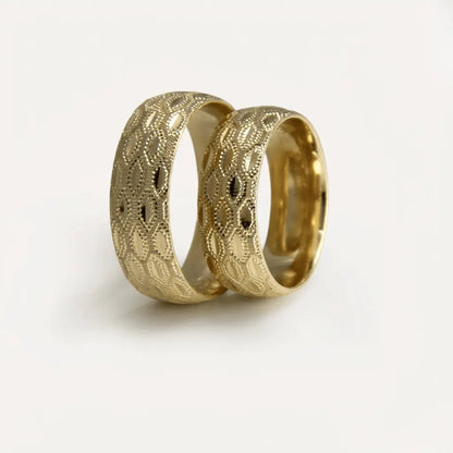 7mm Gold Wedding Band – Honeycomb Texture – 9ct/14ct/18ct Gold