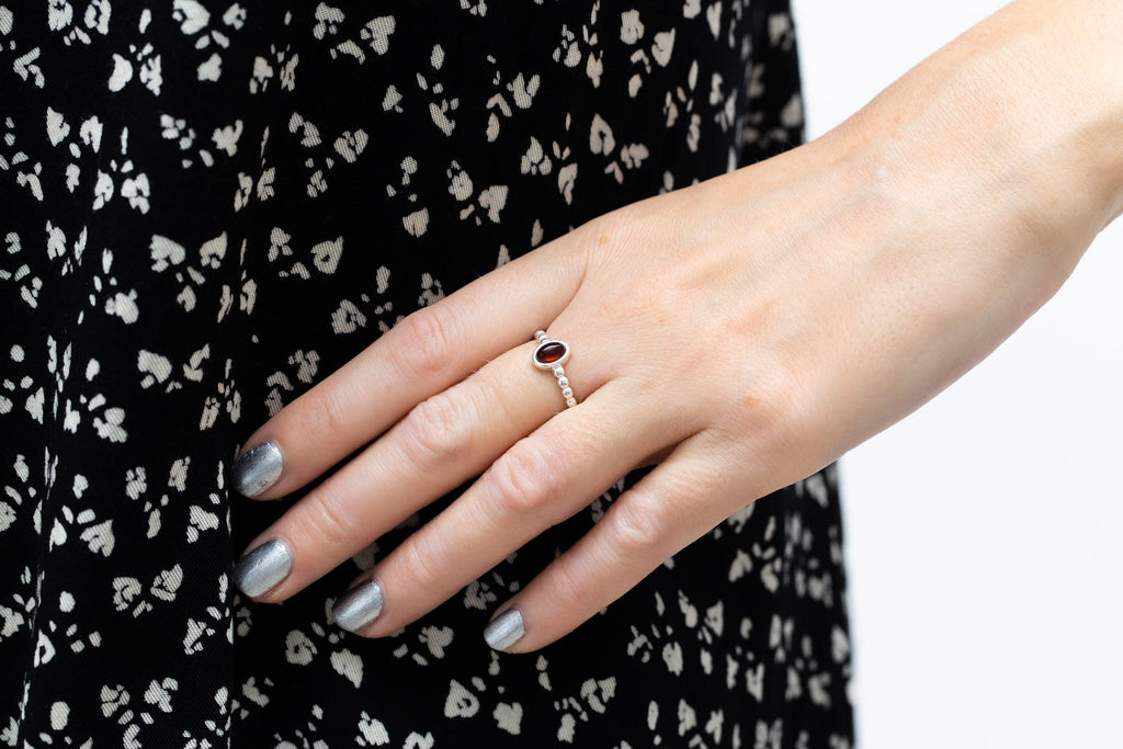 Bague empilable bulles ambre cerise