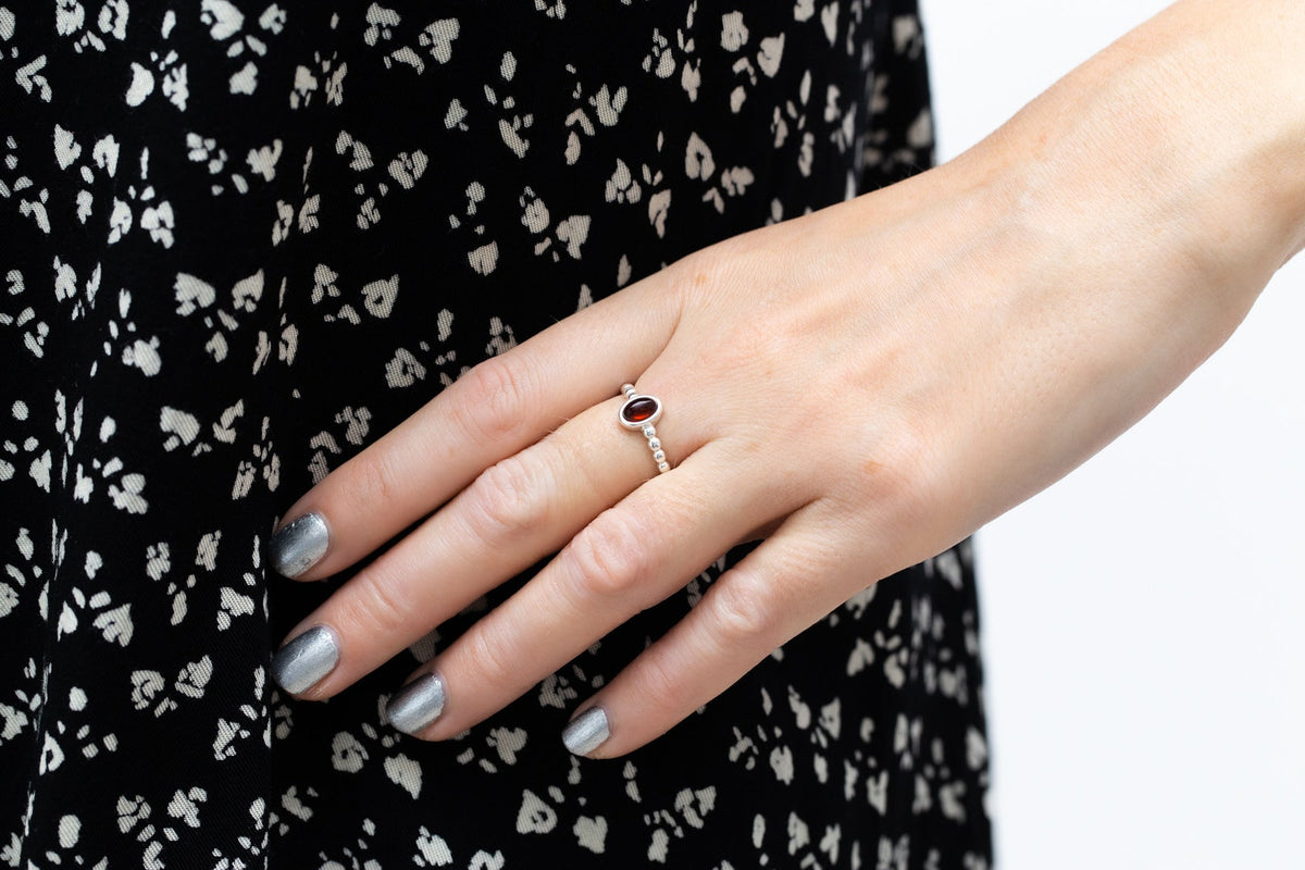 Bague empilable bulles ambre cerise