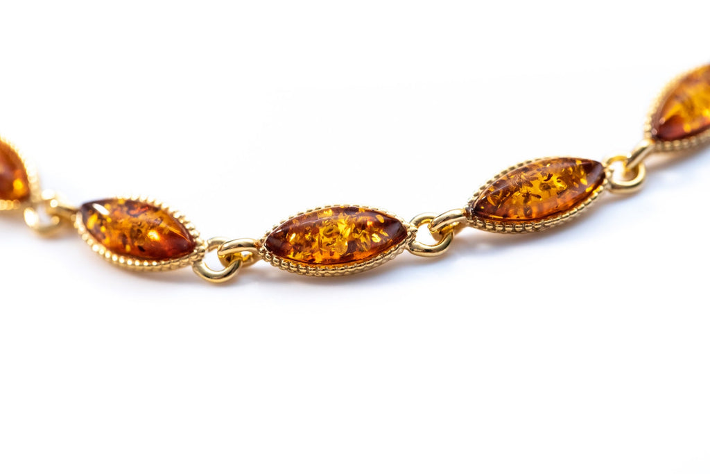 Bracelet délicat en argent plaqué or et ambre
