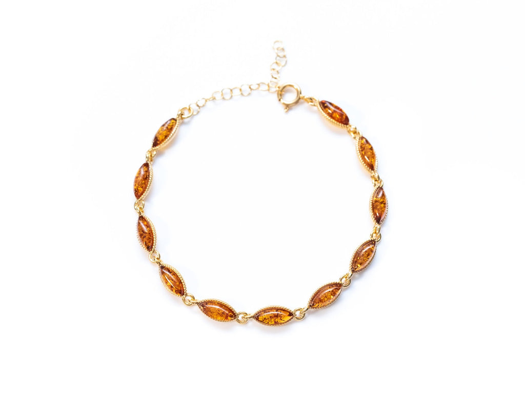 Bracelet délicat en argent plaqué or et ambre