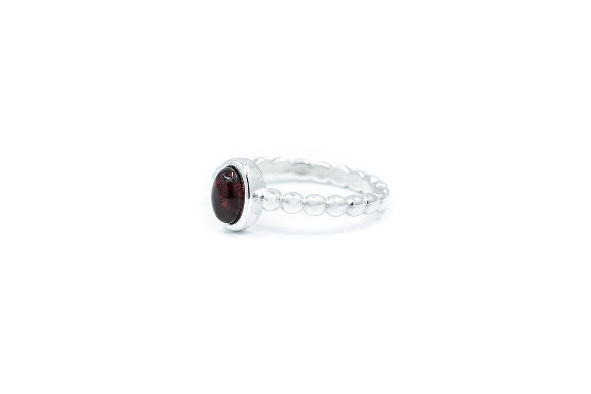 Bague empilable bulles ambre cerise
