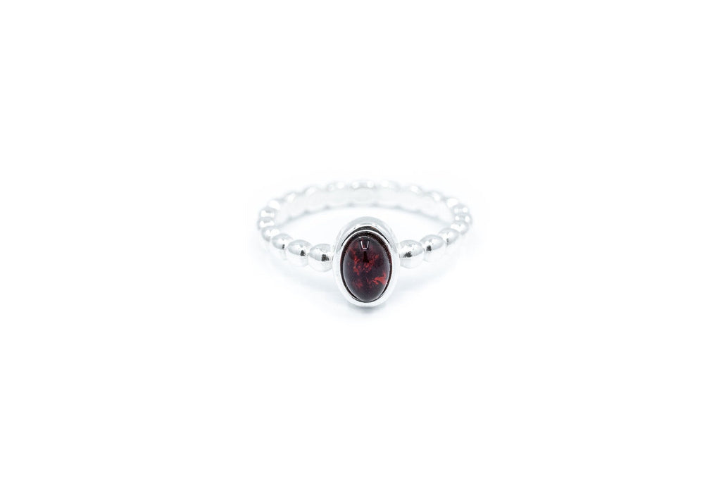 Bague empilable bulles ambre cerise