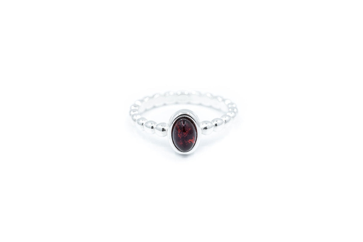 Bague empilable bulles ambre cerise