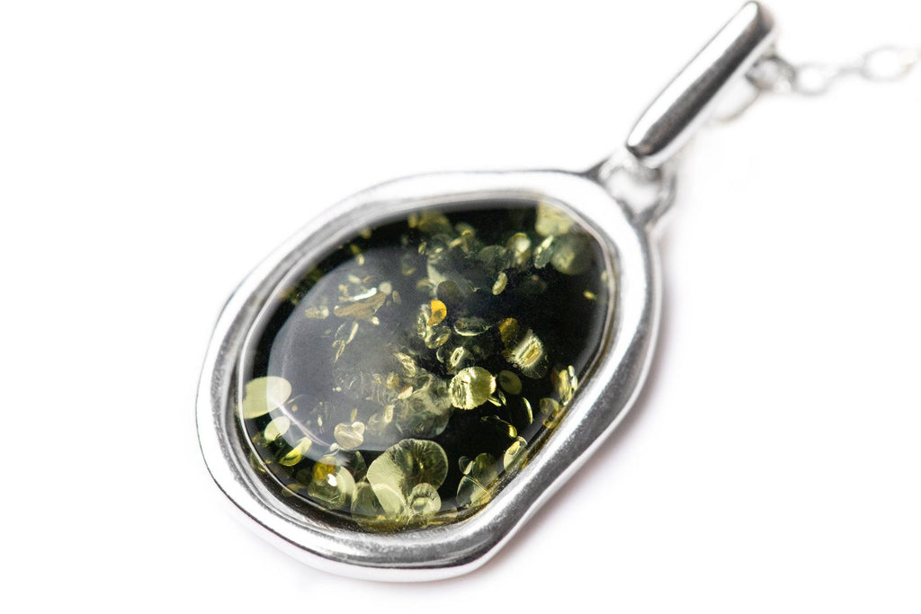 Pendentif Collier ELEMENT Ambre Vert