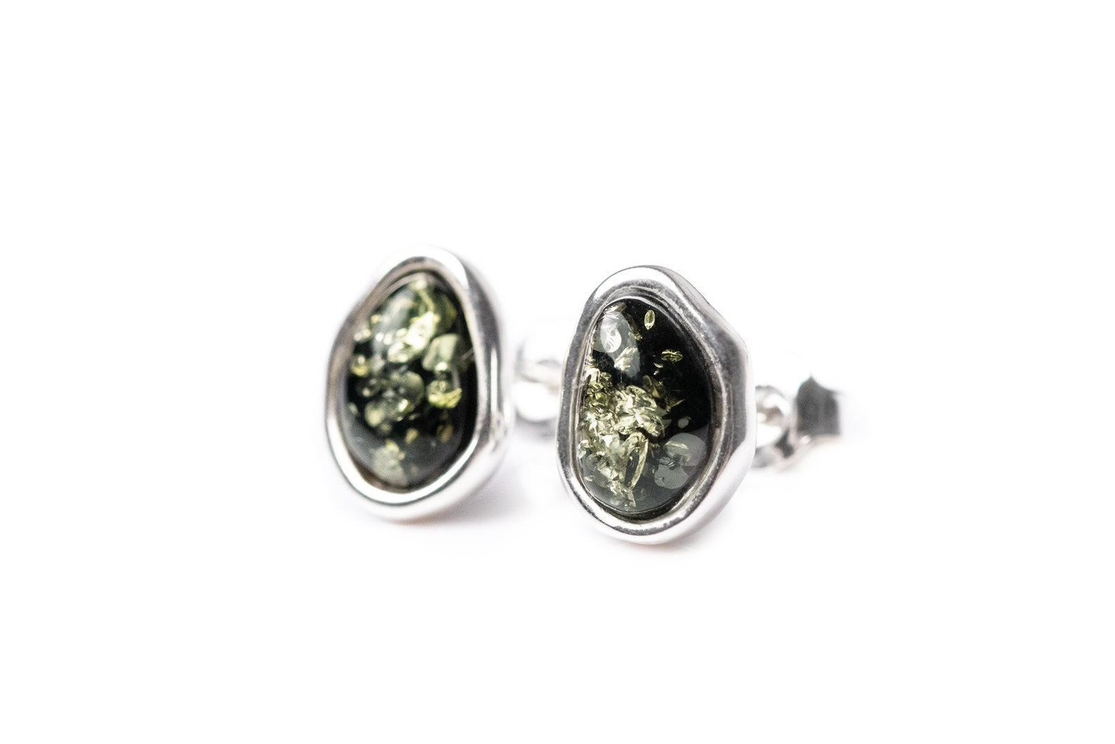 Boucles d'oreilles clous ÉLÉMENTS en ambre vert