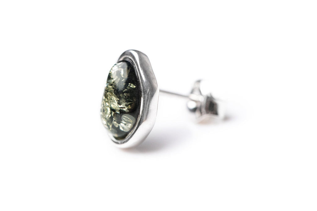 Boucles d'oreilles clous ÉLÉMENTS en ambre vert