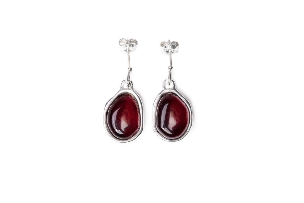Boucles d'oreilles pendantes en ambre cerise ELEMENTS