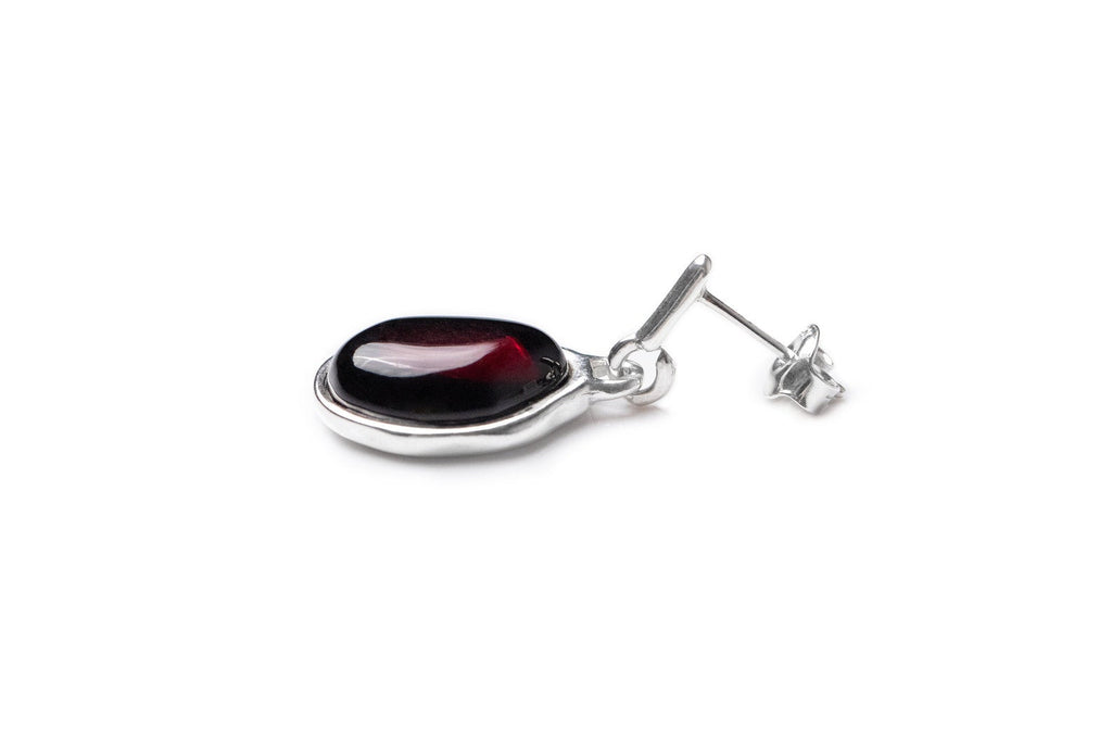 Boucles d'oreilles pendantes en ambre cerise ELEMENTS