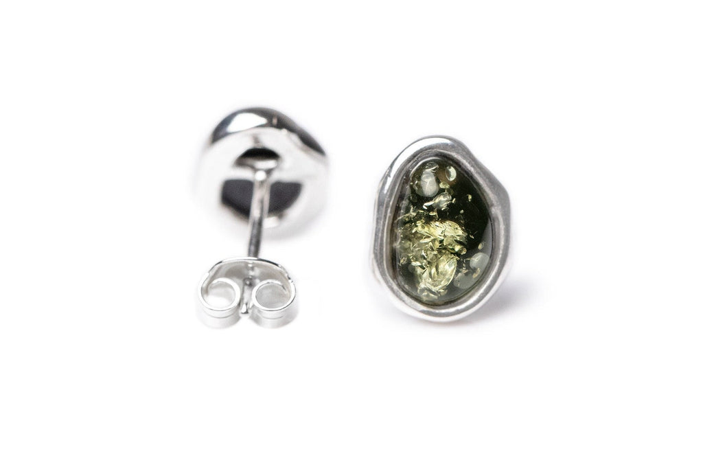 Boucles d'oreilles clous ÉLÉMENTS en ambre vert