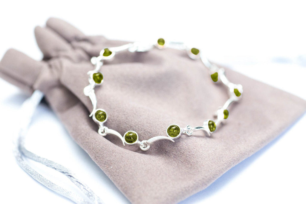 Bracelet minimaliste vert ambre