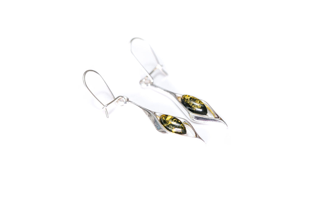 Boucles d'oreilles gouttelettes en ambre vert
