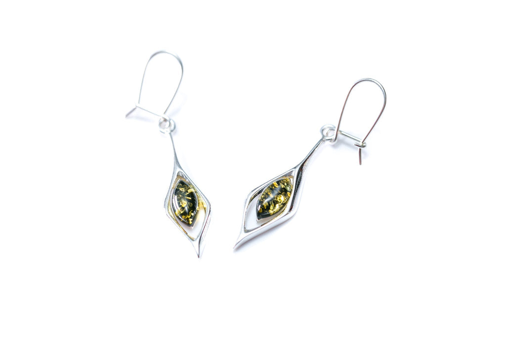 Boucles d'oreilles gouttelettes en ambre vert