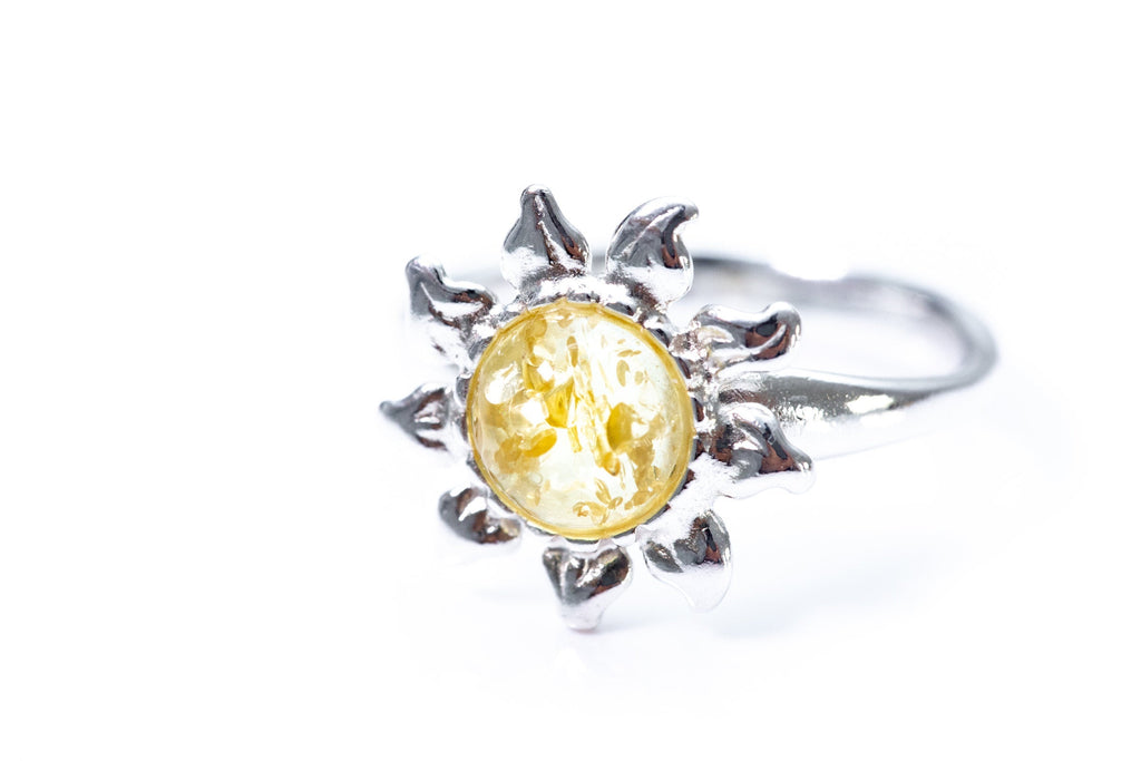 Bague Soleil Ambrée Jaune Citron