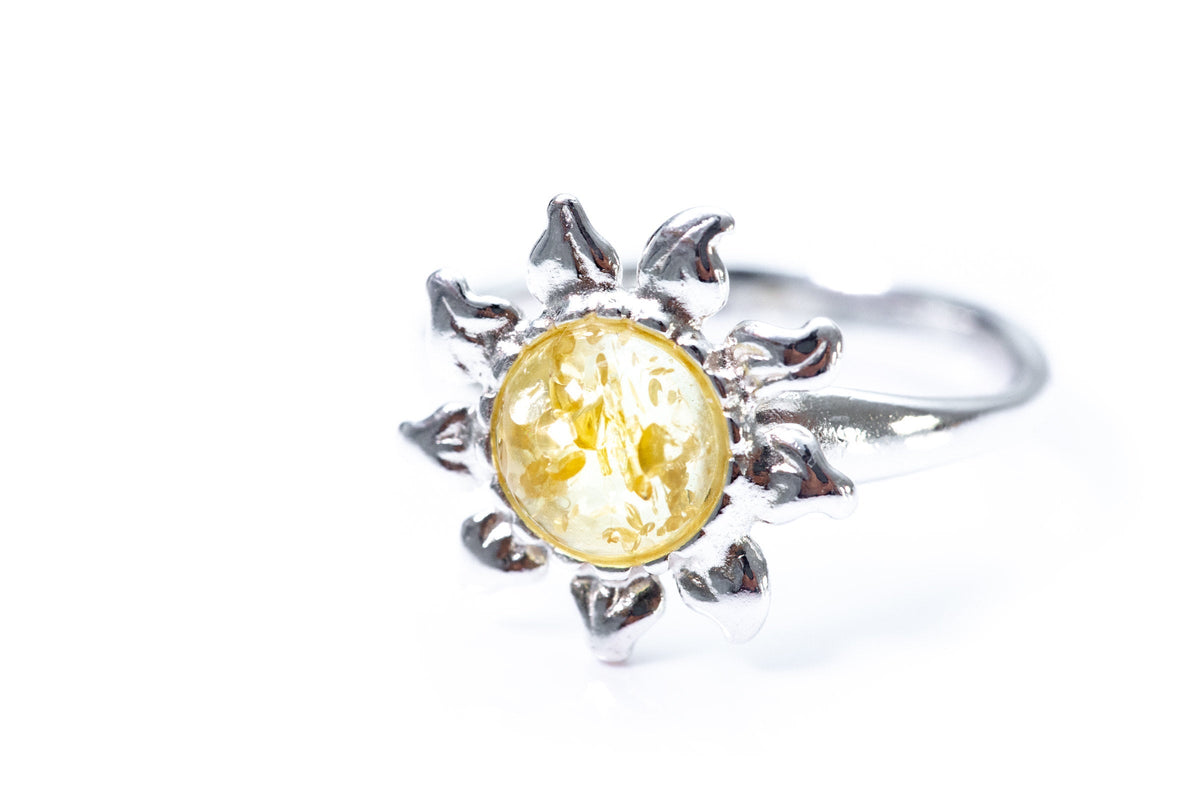 Bague Soleil Ambrée Jaune Citron