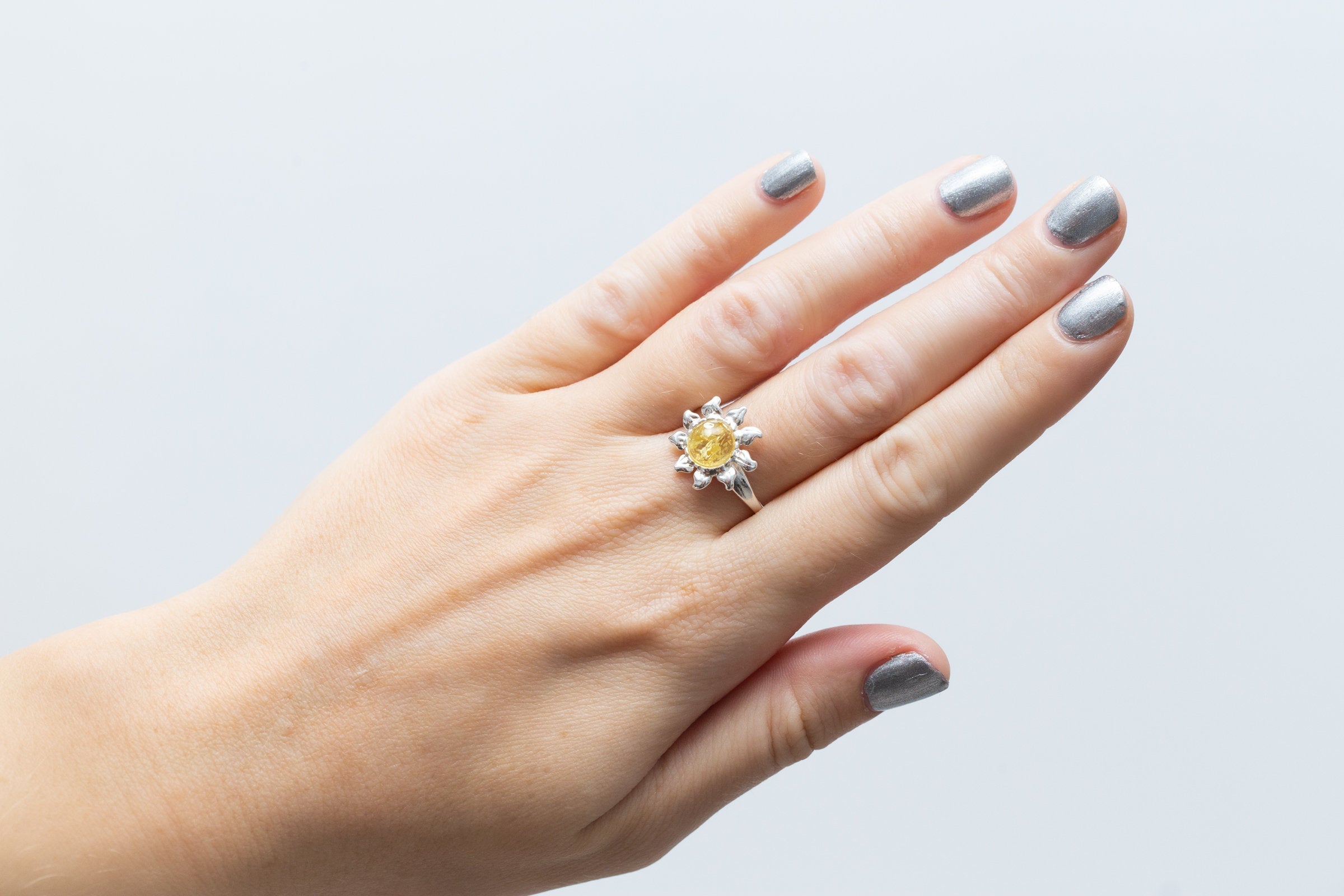Bague Soleil Ambrée Jaune Citron