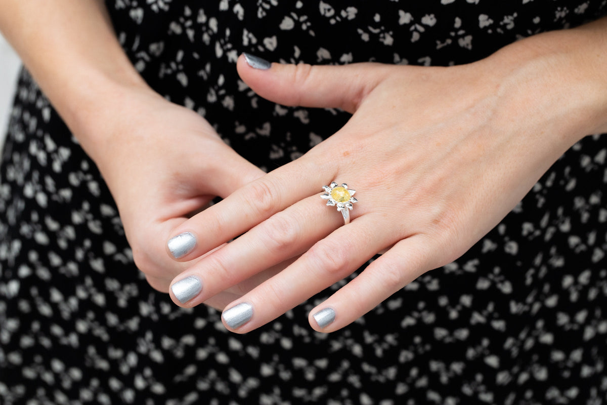 Bague Soleil Ambrée Jaune Citron
