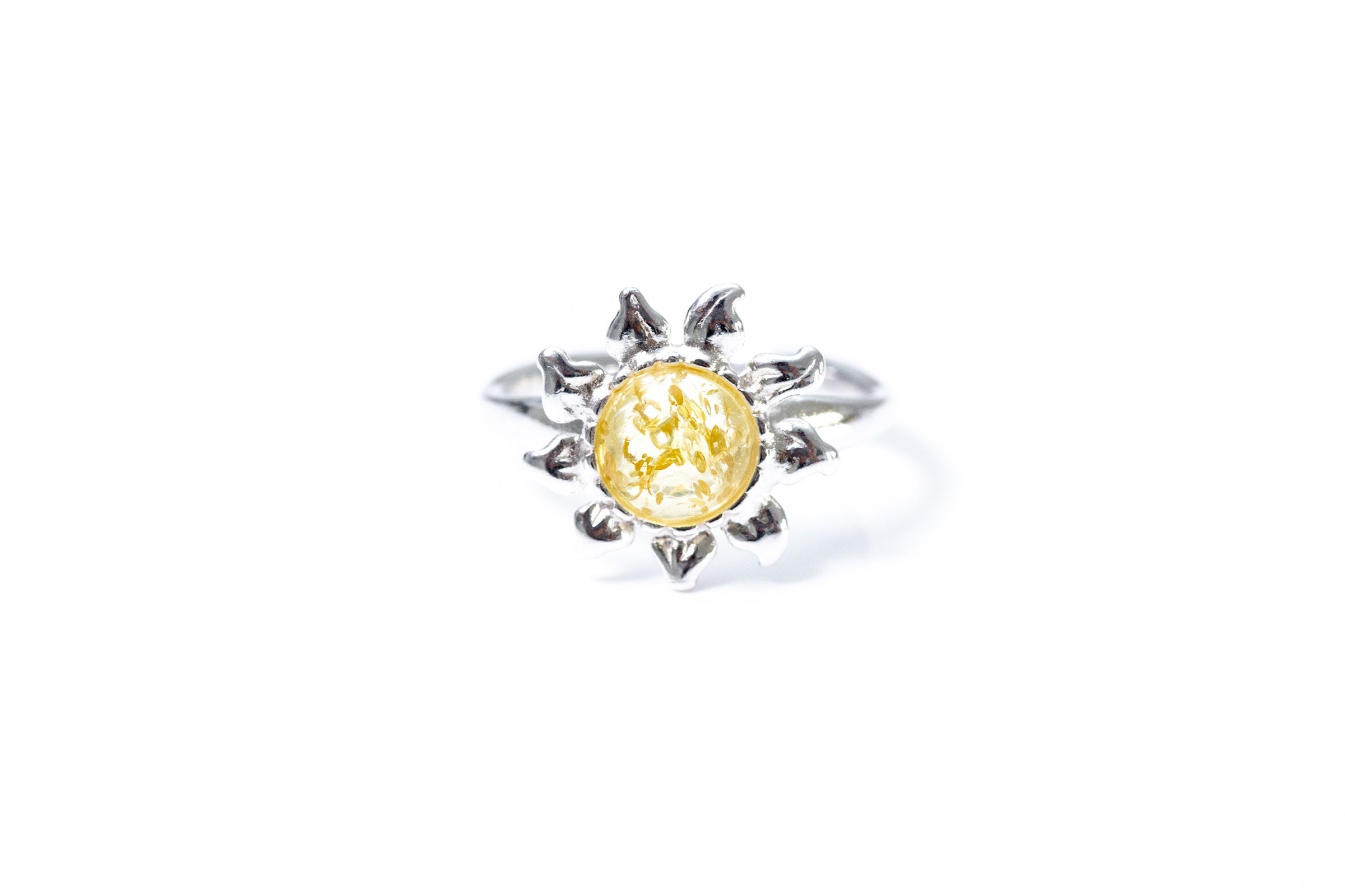 Bague Soleil Ambrée Jaune Citron