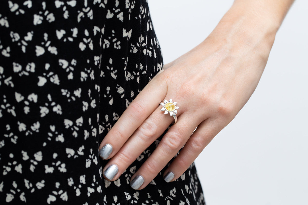 Bague Soleil Ambrée Jaune Citron