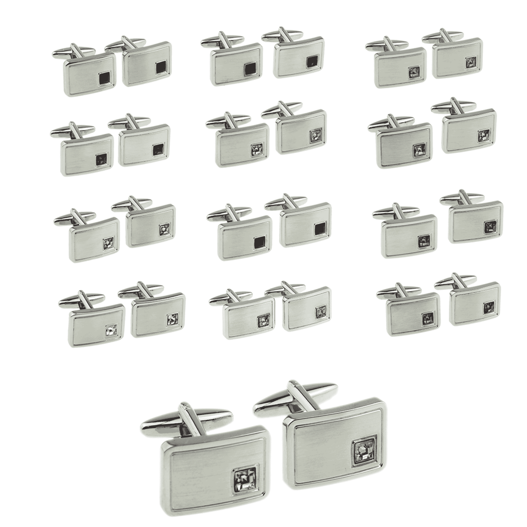 Personalised Rhodium Plated Birthstone Crystal Cufflink Set