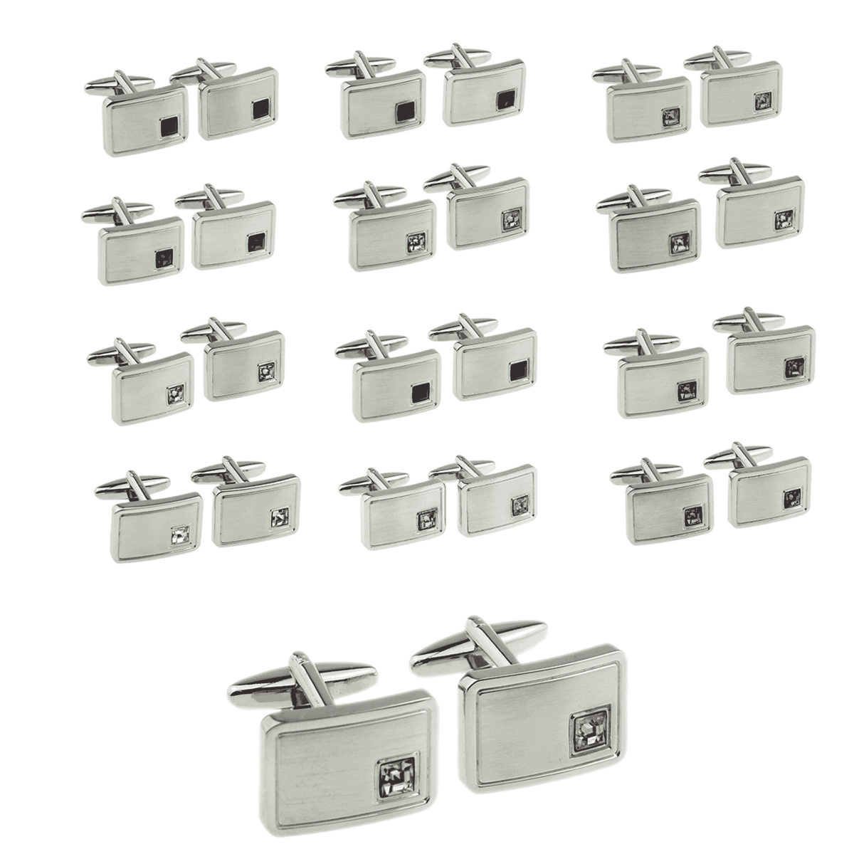Personalised Rhodium Plated Birthstone Crystal Cufflink Set