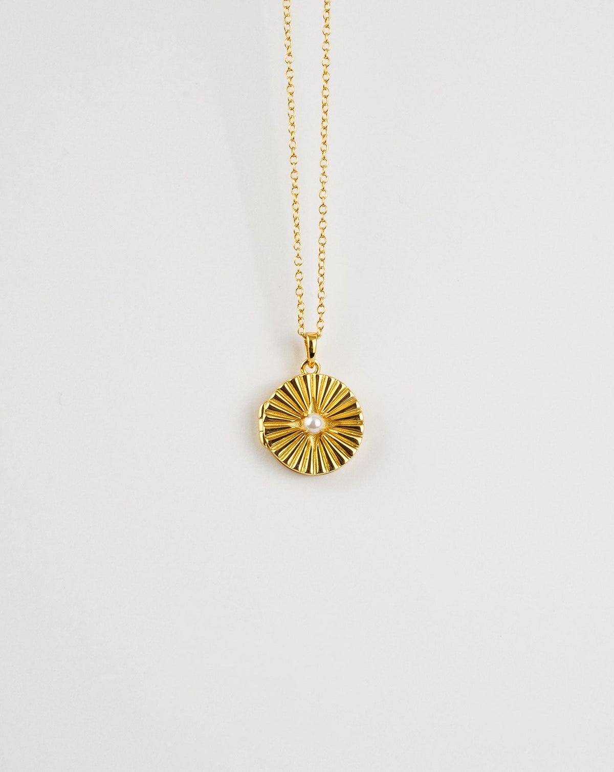 Sun Shell Pearl Locket Necklace