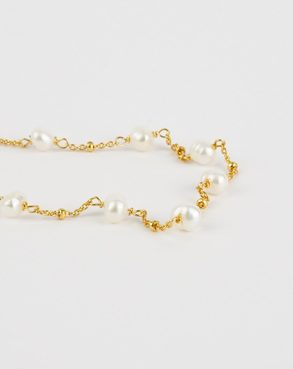 Beaded Chain Link Pearl Bracelet