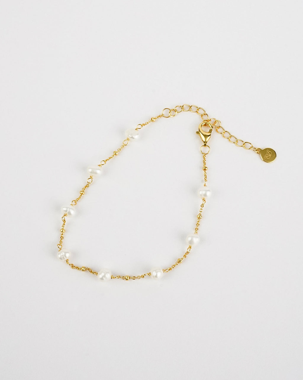 Beaded Chain Link Pearl Bracelet