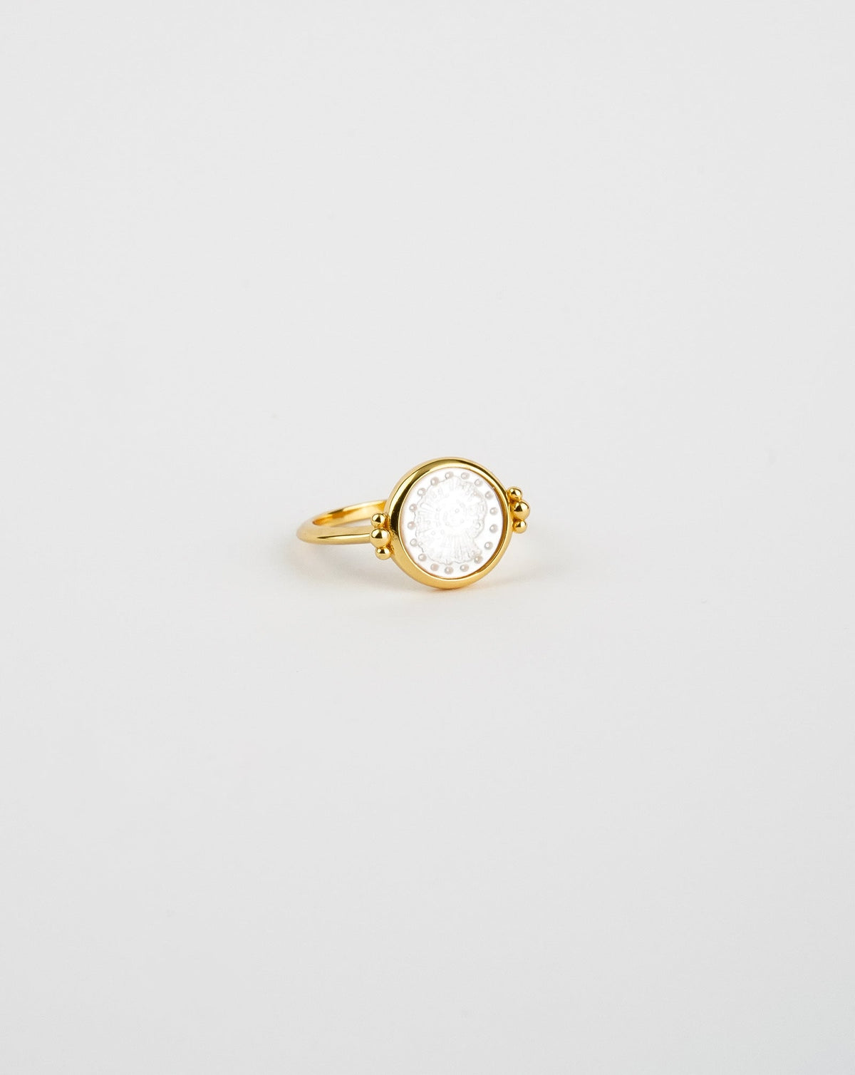 Sea Shell Print Pearl Ring