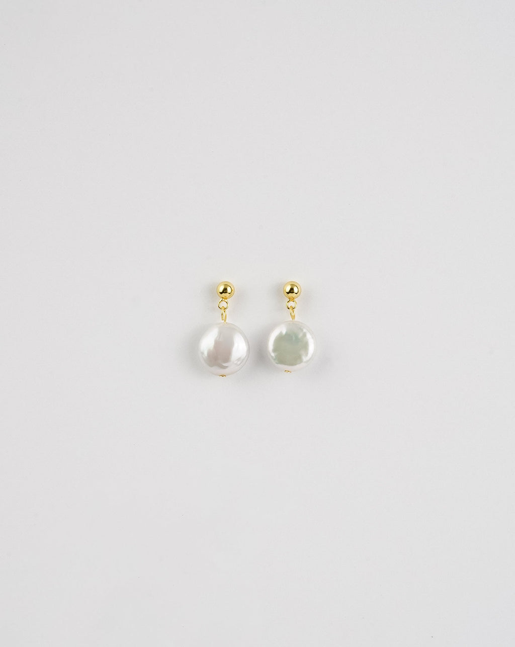 Round Button Pearl Earrings