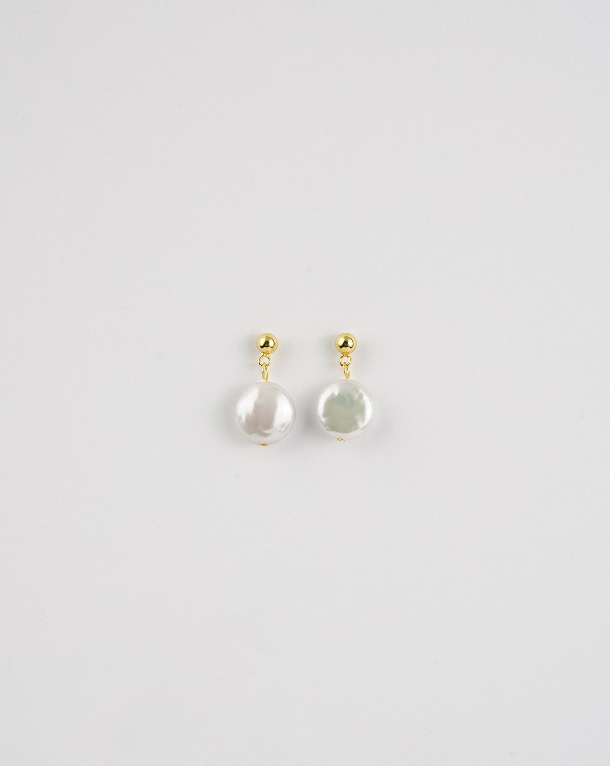 Round Button Pearl Earrings