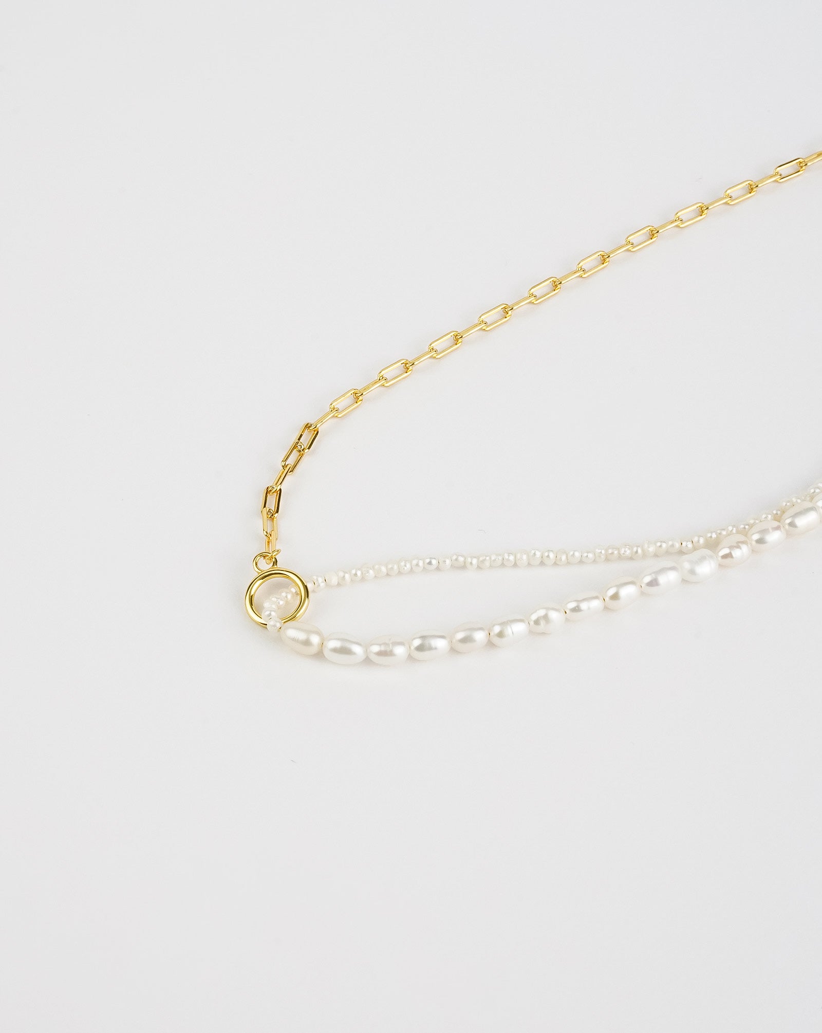Chain Link Pearl Necklace