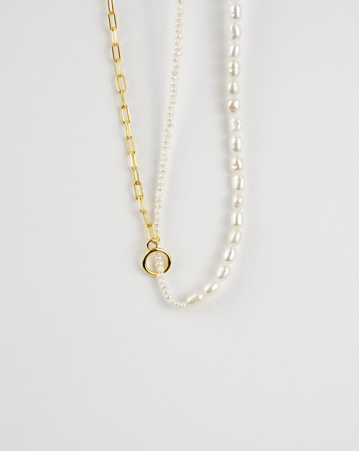 Chain Link Pearl Necklace