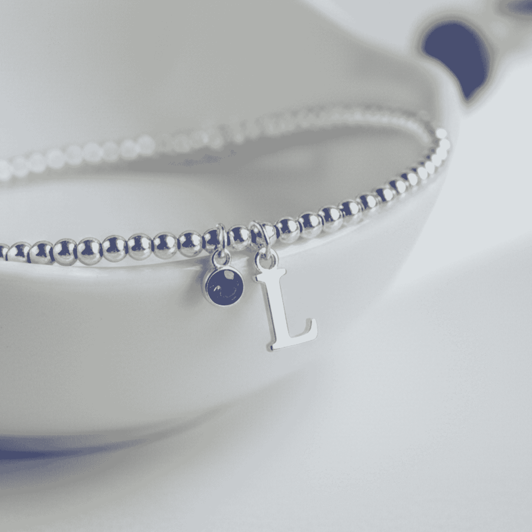 Birthstone & Initial Letter Personalised Charm Bracelet