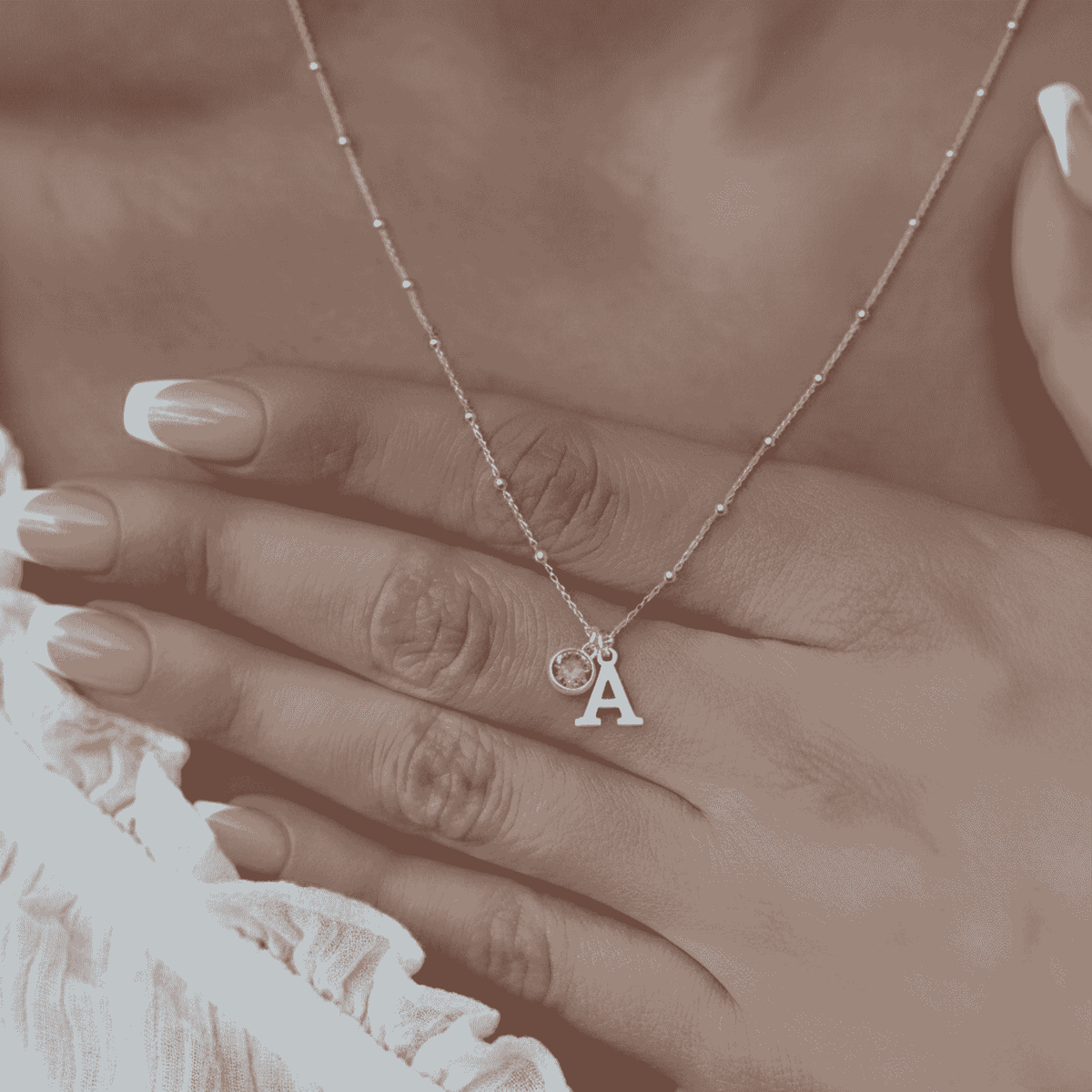Personalised November Birthstone and Initial Necklace