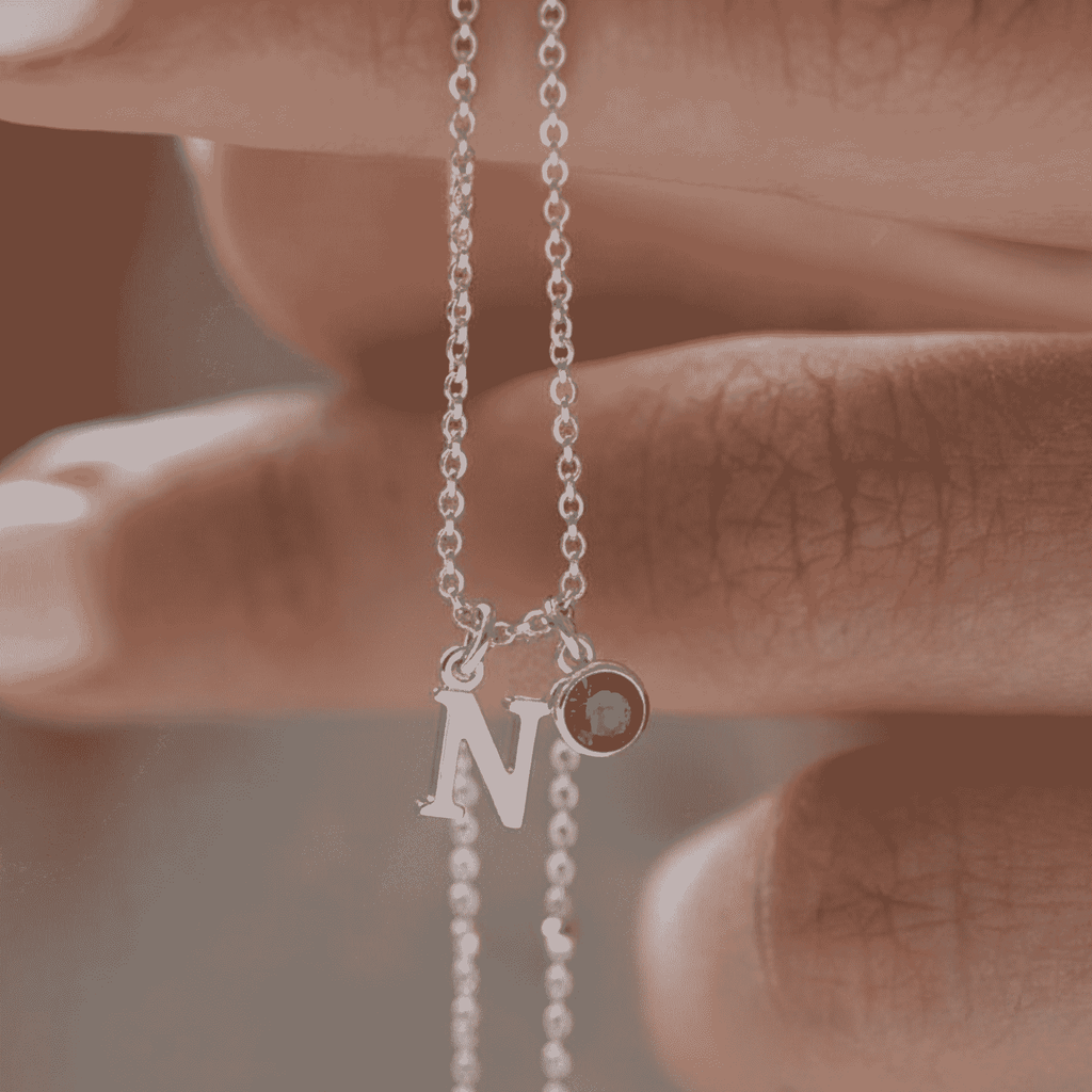 May Birthstone & Initial Charm Necklace personalised jewellery