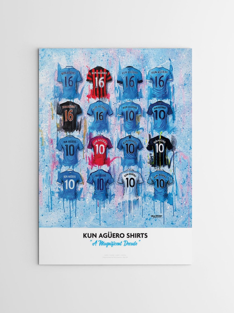 Kun Agüero goal A2 Limited Edition Signed Print